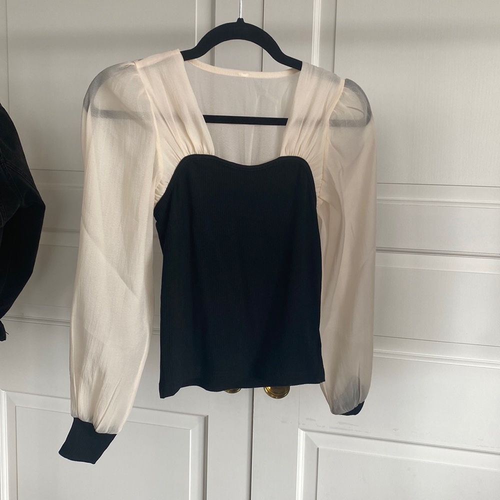 Sheer sleeve blouse